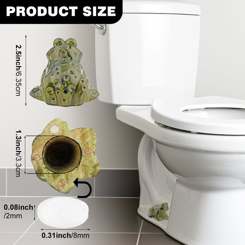 Ranjaner 2Pcs Toilet Bolt Caps, Frog Turtle Toilet Screw Cover Caps Decorative, Animal Toilet Bolt Caps Cute Bathroom Decor, Toilet Bowl Bolt Covers for Bottom Easy Installation(Size:Frog) - Image 2